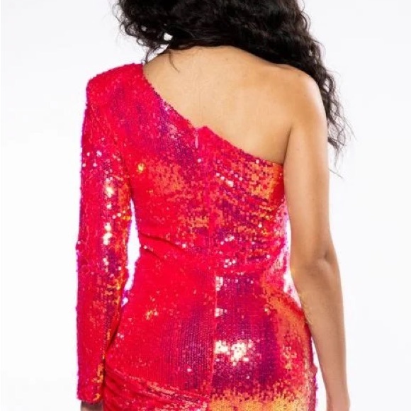 AKIRA Label Maximum Sequin Mini Dress Pink (Size Large) - Picture 4 of 12